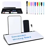 Desk Whiteboard with 4 Compartments Phone Tablet Holder Slot + Extra Mini Magnetic Whiteboard and Accessories Perfect for Memos and to-Do Lists