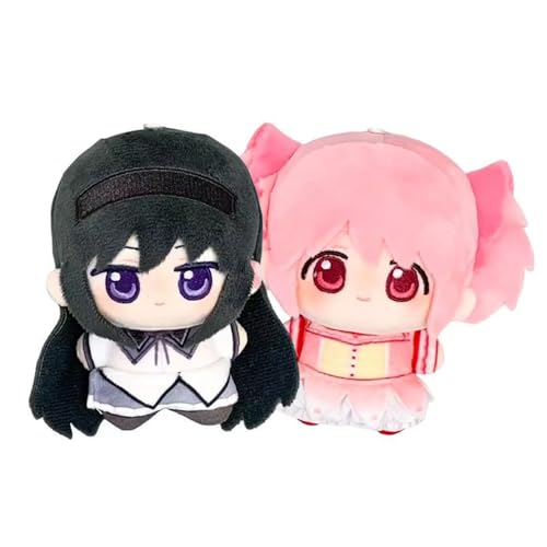 2PCS Anime Plush Figuras Akemi Homura Kaname Madoka Figura Anime Stuffed Plushies Schoolbag Colgante Mochila Escolar Plushies Lindo Llavero de Dibujos Animados Decoracion Regalos Coleccionables 10 cm