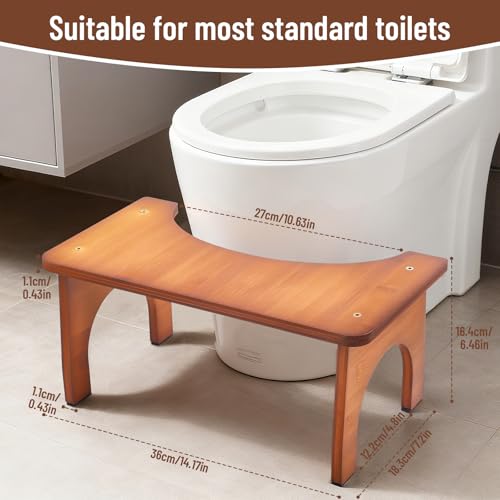 Nastopee Bambus Toilettenhocker Für Erwachsene, Ergonomischer Wc Hocker Für Kinder, Squatty Potty Mit Anti-Rutsch-Pad Für Hämorrhoiden Verstopfung Blähungen
