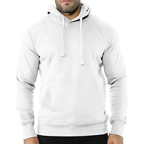 Men's Women Classic Hooded Sweatshirt Plain Hoodie UK Pullover Hood Kangaroo Pocket Casual Fit and Slim Fit (White, XL) Cover