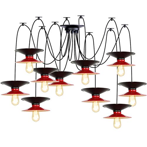 Lustre industriel vintage en métal réglable pour salon moderne
