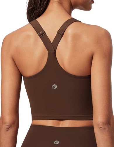 Image of IUGA Buttery Adjustable Workout Tank Tops Woman with Built in Bra Y Back Longline Sports Bra Athletic V-Neck Crop Tops