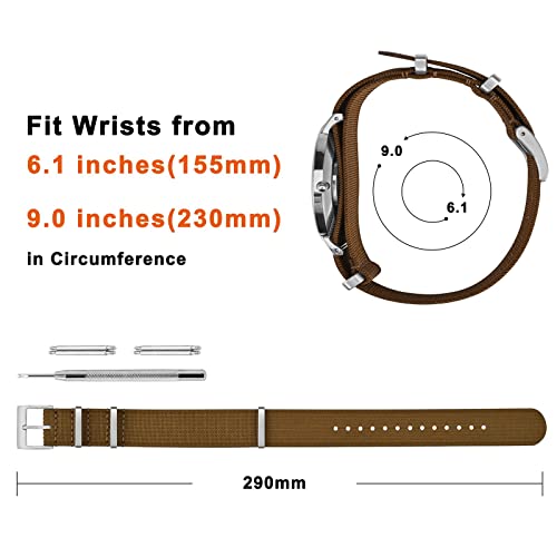 ANNEFIT Nylon Watch Strap, 18 mm / 20 mm / 22 mm for Men and Women with Stainless Steel Buckle