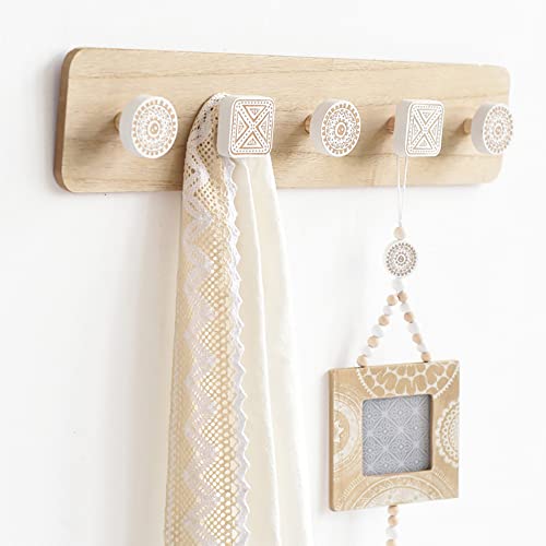 SEJAS Perchero de Pared Madera 5 Ganchos