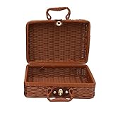Minsa 1 x Maleta de Ratán Caja de Almacenamiento Cesta de Picnic Cesta de Almacenamiento Vintage Maleta Accesorios para Picnic Senderismo Camping Reunión Familiar