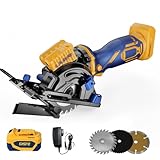 Mini Circular Saw Compatible with DeWalt 20V Max Battery,3-1/2' Brushless Cordless Round Saw Kit w/4Ah Battery & 1.5A Charger,Laser Guide,3200 RPM,Ideal for Wood,PVC,Metal