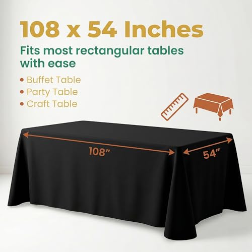Image of Plastic Table Cloth Disposable, 5 Packs Disposable Tablecloth 54 X 108 Inch Black Plastic Tablecloth for Rectangle Tables Tougher PEVA Table Cover for Party Decorations Picnic Dining Birthday