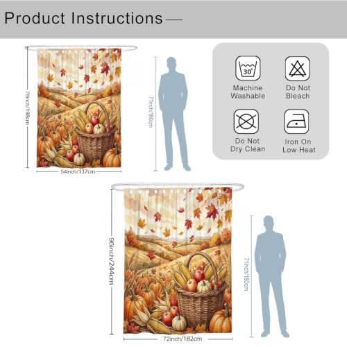 Rideau de douche en polyester de qualité supérieure extra long orange 183 x 243