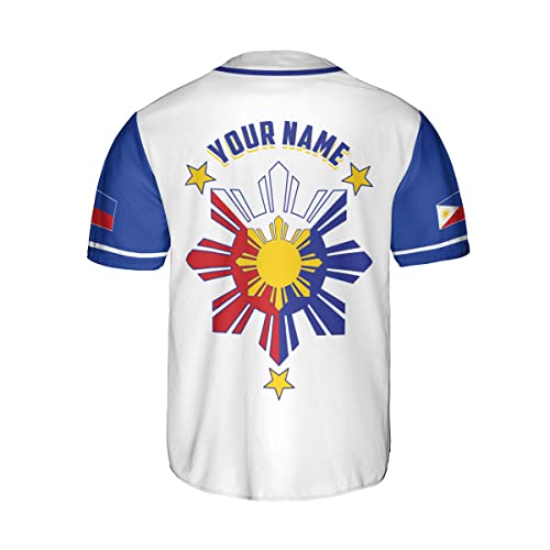 Leeprints Personalized Philippines Baseball Jersey, Filipino Flag Baseball Jersey, Philippines Shirts, Philippines Flag Shirt miniatura 5