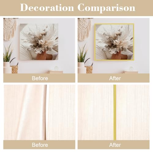 Miniatura 5 de Aoosu Moldura Decorativa Autoadhesiva, 2pcs Flexible Molduras De Pared De Pvc, Protector Esquinas Pared, 8mm 5m Para Paredes, Techos, Puertas, Ventanas, Espejos Oro