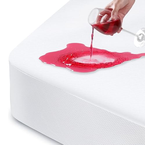 QUWOU Twin Mattress Protector, Waterproof Mattress Cover with 18' Deep Pocket Bed Cover, Fitted...