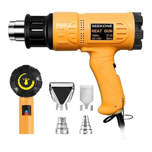 SEEKONE Heat Gun 1800W Heavy Duty Hot Air Gun Kit Variable Temperature Control with 2-Temp Settings 4 Nozzles 122℉~1202℉(50℃- 650℃)with Overload Protection for Crafts, Shrinking PVC, Stripping Paint