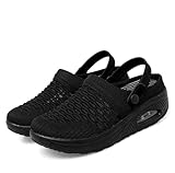Shop-Clark Women Diabetic Walking Shoes Air Cushion Orthopedic Slip-On Shoes (Black,8.5-9)