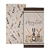 Happy Easter Bunny Hand Towels for Bathroom 2 Packs 14×28 Polka Dot Rabbits Eggs Green Eucalyptus Decorative Kitchen Towel Brown Stripe Super Soft Drying Finger Towel for Home Hotel Gym