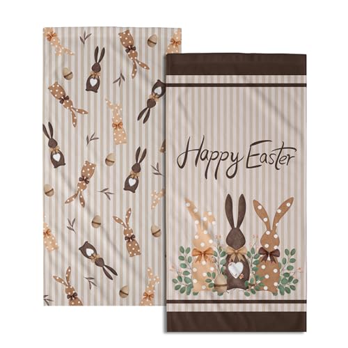 Happy-Easter-Bunny-Hand-Towels-for-Bathroom-2-Packs-14x28-Polka-Dot-Rabbits-Eggs-Green-Eucalyptus-Decorative-Kitchen-Towel-Brown-Stripe-Super-Soft-Drying-Finger-Towel-for-Home-Hotel-Gym Happy Easter Bunny Hand Towels for Bathroom 2 Packs 14×28 Polka Dot Rabbits Eggs Green Eucalyptus Decorative Kitchen Towel Brown Stripe Super Soft Drying Finger Towel for Home Hotel Gym