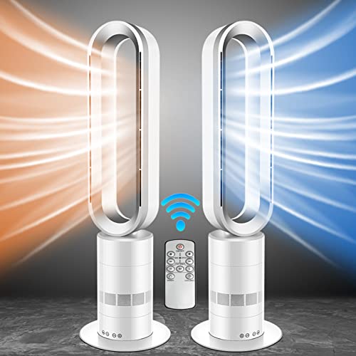 Heater and Fan Combo, Space Heater, Tower Bladeless Fan High Power With Thermostat, IPX4 Class Bathroom Waterproof/9H Timing/120 Degree Wide Angle Shaking Head, 360 Degree Convection Circulation