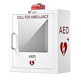 AED Cabinet Wall-mounted AED Cabinet with Alarm System Industrial-grade Steel Metal Plate PVC Transparent Window Fits All Brands of AED Defibrillators, 14.2 x 7.1 x 15.7 Inches