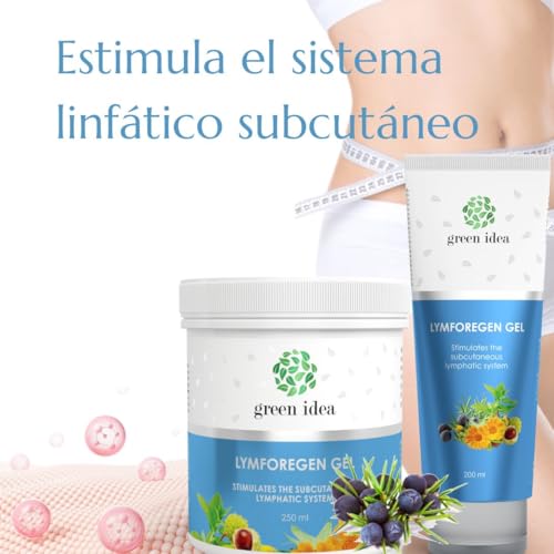 Green idea - Lymforegen Gel - Stimuliert das Lymphsystem mit 15 Kräutern und ätherischen Ölen - effektive Regeneration - unterstützt Lymphdrainage und Entwässerung- aktive Kräuterformel 200 ml