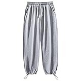 JEsilunmaMY Men's Casual Cotton Sweatpants Drawstring Elastic Waist Loose Jogger Slacks Athletic Outdoor Track Lounge Pants (Grey2,Small)