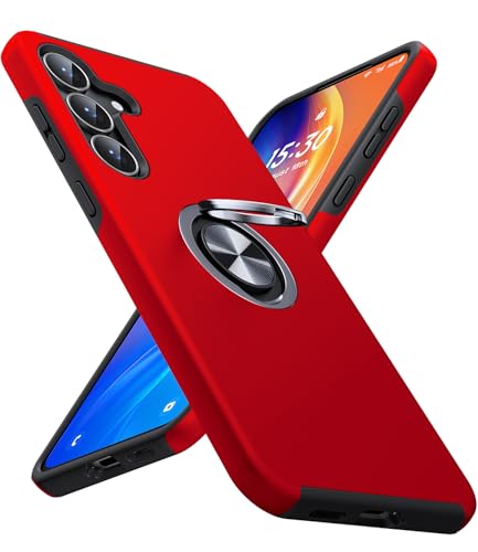 JAME for Samsung Galaxy S25 FE Case, Dual Layer Military Grade Shockproof Cover with Metal Ring Holder Stand Kickstand, Slim Fit Protective Phone Case for Galaxy S25 FE Case 6.7