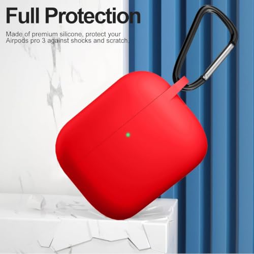 Image of New Soft Silicone Case Compatible with Apple AirPods Pro 3 Generation (2025) Protective Silicone 360 Full Protection Dust-Proof Shockproof Case Cover with Hook (Cover Only) (Red)