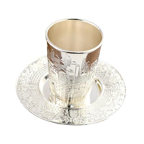 Goblet Tea Cup with Saucer Decoration Elijah Cup Coffee Mug for Celebration Anniversary Festival Jewish Rituals Passover