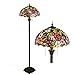 Produktbild Tiffany Stehlampe, Henley 16-Zoll Glasmalerei Standlampe Schlafzimmer Lampe Art Deco Stehleuchte Tiffany Stil Vintage Standleuchte Für Wohnzimmer, 2-Flammig E27