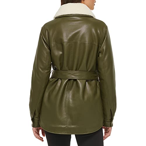 Kenneth Cole Women's Modern Updated Shacket Belted Trench Faux-Leather4