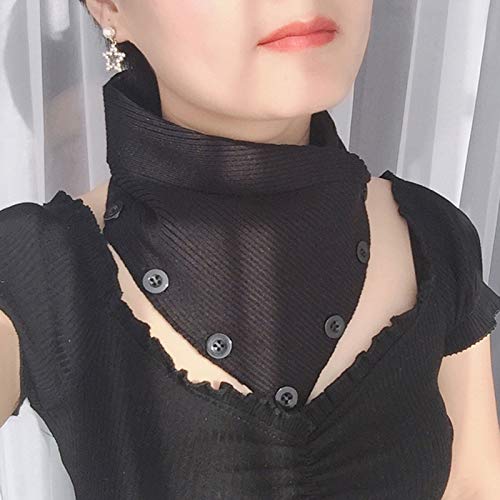 Women Winter Knitted Turtleneck False Fake Collar Buttons Solid Color Short For Scarf Wrap Windproof Neck Warme Fals, Black2