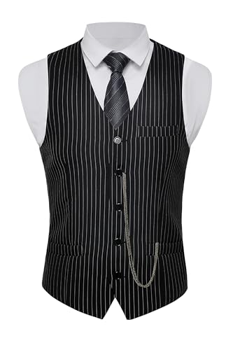 Image of BABEYOND 1920s Mens Gatsby Gangster Vest Costume Accessories Set Fedora Hat