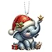 Weihnachtsbaum Anhänger Hund Dekorative Ornamente Weihnachtskatze Deko Acryl Dackel Anhänger AutoAnhänger Hund Weihnachten Ornamente Weihnachtsanhänger Weihnachtsschmuck Set (Elefant)