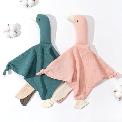 Image of ZIGJOY Baby Lovey Muslin Cotton Baby Security Blanket Soft Breathable Lovies for Babies Gifts for Newborn Infant Toddler Boys and Girls, Swan Pink
