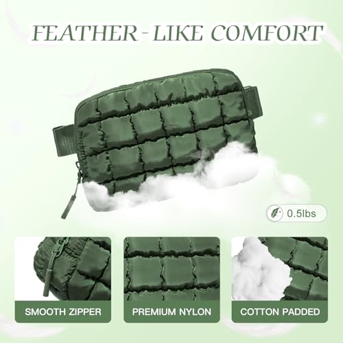 Image of Gitus Trending Gifts for Women Puffer Crossbody Bags for Women Belt Bag Fanny Pack with Adjustable Straps Lightweight Quilted Puffy Bag Woman Gifts (Green)