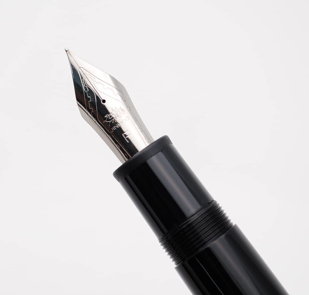 JINHAO X159 Resin Fountain Pen with Ink Converter (Fine Nib, Silvery Clip-Black) - Image 2