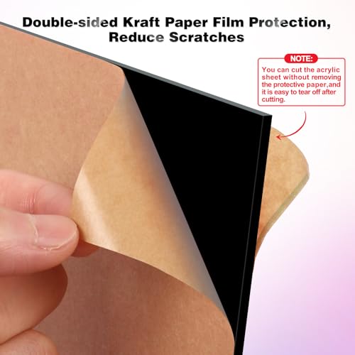 Image of Adrattnay Black Acrylic Sheets 1 /8 Thick, 5Pcs 6 x 6in Cast Acrylic Sheets 3mm for Laser Cutting, Opaque Acrylic Sheets Acrylic Panel with Protective Paper for Laser Engraving Material DIY Crafts
