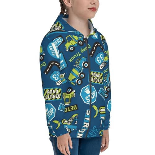 Dump Truck Kids Pullover Hoodies Boys Zip Up Sweatshirts Girls Athletic Clothes with Pocket4