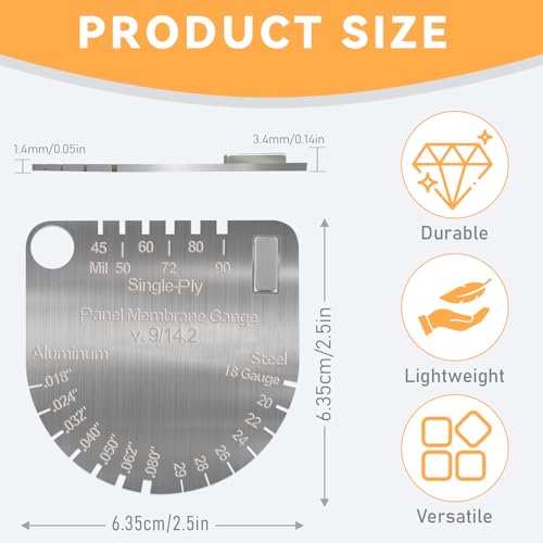 Image of Upgraded Panel & Membrane Gauge Shingle - Stainless Steel Thickness Caliper for Metal Roofing, Shingles, Single /Dual-Ply Membranes | Replaces Shingle Gauge, Accurate Roof Inspection Measurement Tool