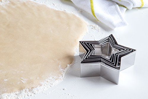 Fox Run Star Shaped Cookie Cutter Set, 6-Piece Plus Storage Tin, Stainless Steel #TOP4