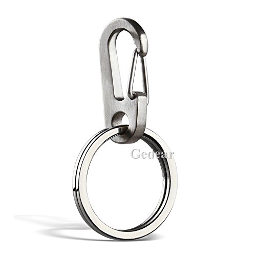 TIKING Titanium Ti 1pc 32mm Key Chain Split Ring + 1pc 35mm Quick Release Keychain Carabiner Snap Hook Quickdraw Clip