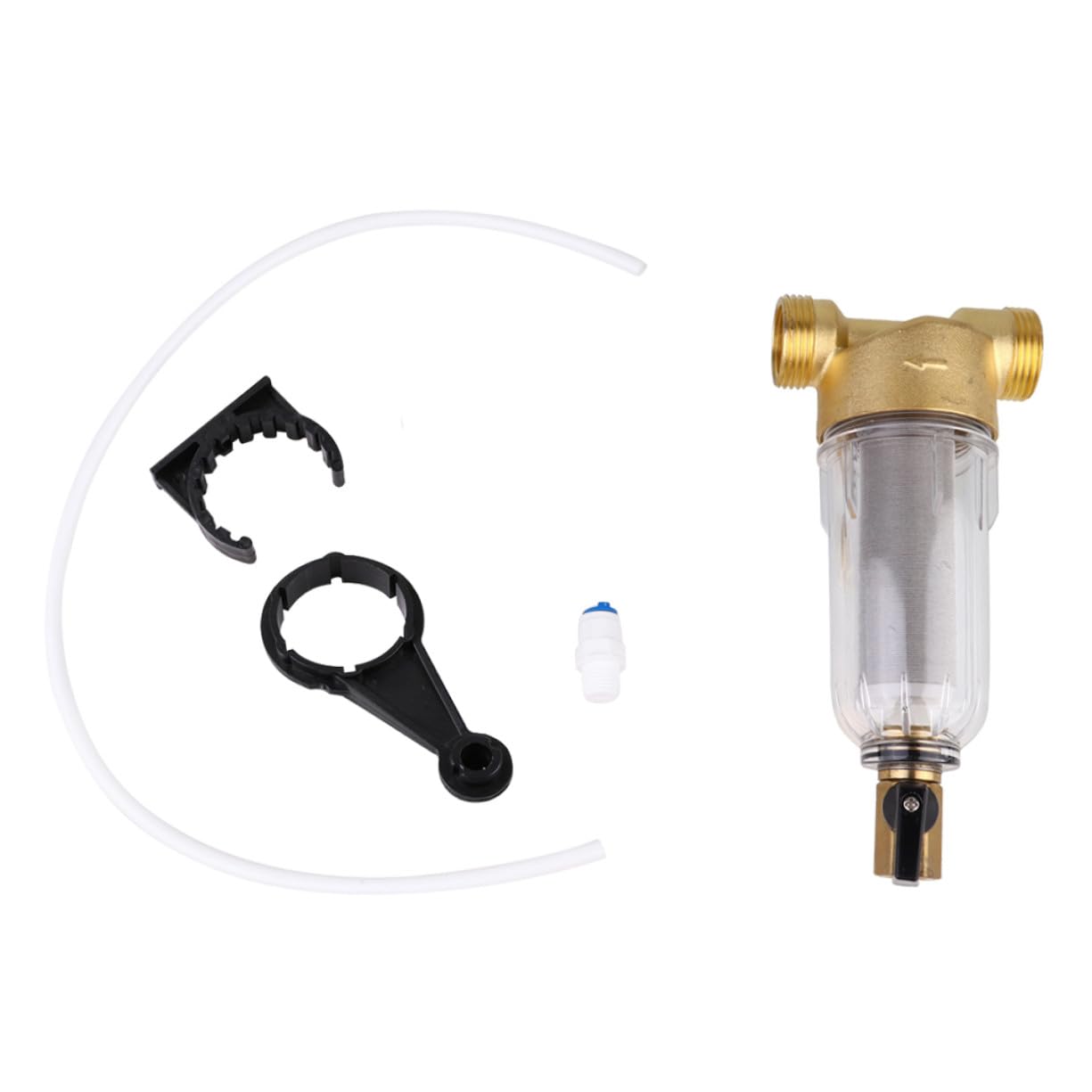 Filtre à Eau Préfiltre Sédiments Réutilisable pour Robinet Points Filetage Externe Calcaire et Impuretés Observation pour Maison