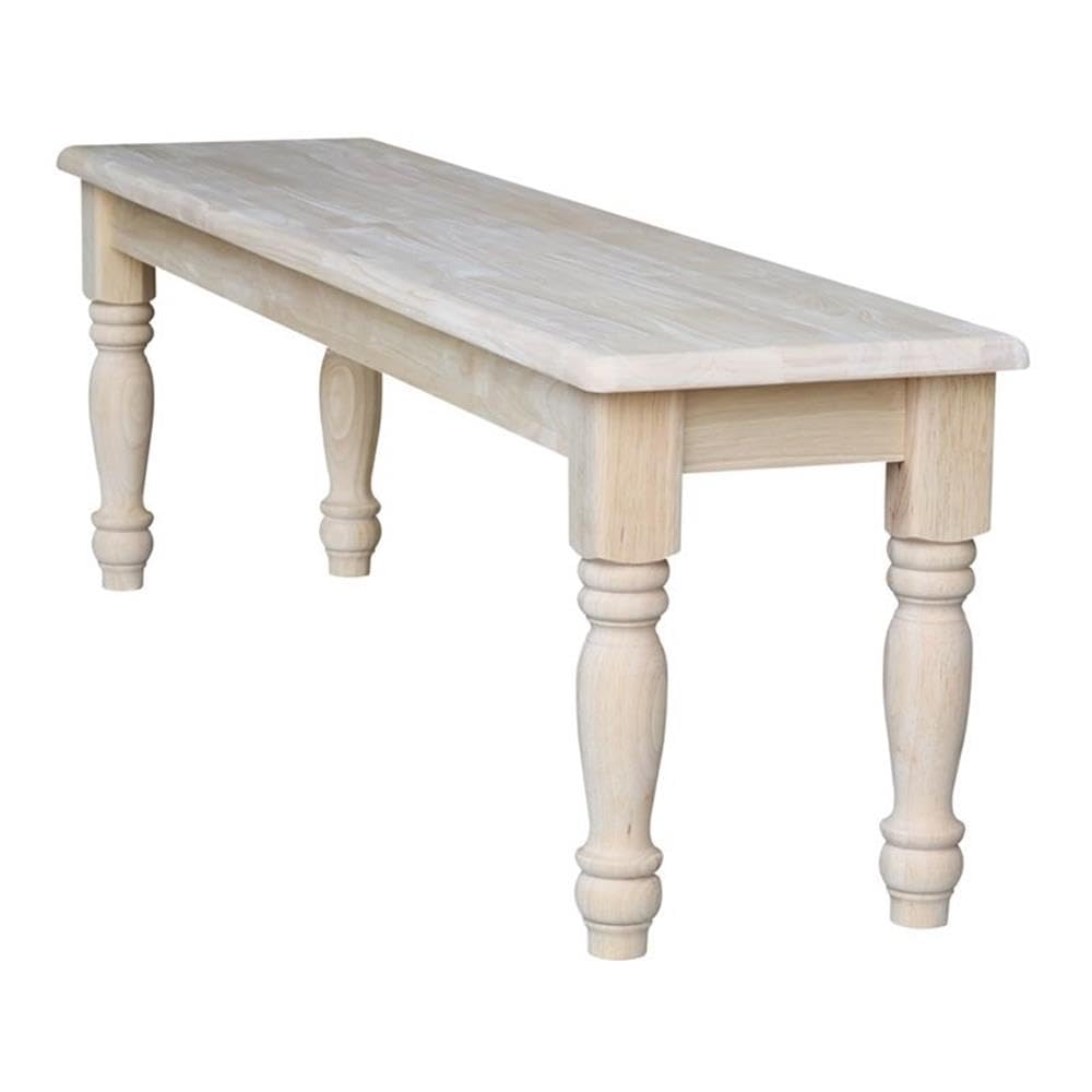 IC International Concepts, Farmhouse Bench, Solid Wood, Real Parawood, 14" W x 60" D x 18" H, 450 lbs wt. Capacity, Easy Assembly, DIY, Paint or Stain Your Way, Unfinished