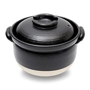 DONABE Clay Rice Cooker Pot Casserole Japanese Style made in Japan for 2 to 3 cups with Double Lids, Microwave Safe