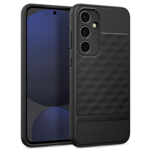 Image of CASEOLOGY by Spigen Parallax Back Cover Case Compatible with Samsung Galaxy S24 FE 5G [Ergonomic 3D Hexa Cube Designed] S24 FE Back Cover (TPU and PC | Matte Black)