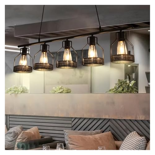 Retro Loft Chandelier 3 Heads 4 Heads 5 Heads Industrial Style Living Room Bedroom Coffee Shop Dining Room Pendant Lamp Black,for the Hall