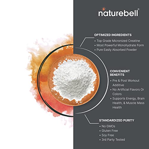 Image of NatureBell 2 Pack Instant Creatine Monohydrate Powder 500g, 5,000mg Per Serving | Micronized, Pure, & Unflavored | Pre-Workout | Keto, Vegan, Filler-Free | 200 Servings (2.2 lb)