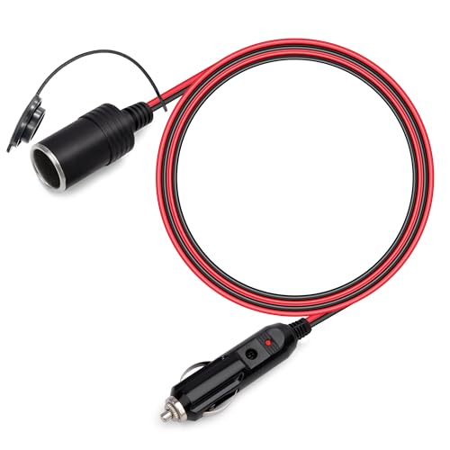 GUNGY 1M Rallonge Allume Cigare 12 V/24 V Prise Allume Cigare 16 AWG Câble d'extension Adaptateur avec Fusible 15A pour Camion Bateau Réfrigérateur Voiture