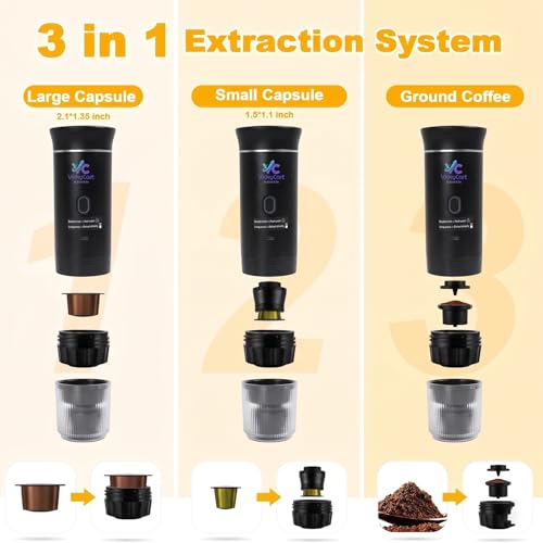 Image of 3 in 1 Portable Espresso Maker - Capsule, Ground Coffee & Small Capsule Compatible, Dual Hot /Cold Brew, Premium Machine Professional Grade Handheld USB-C Charging (White)