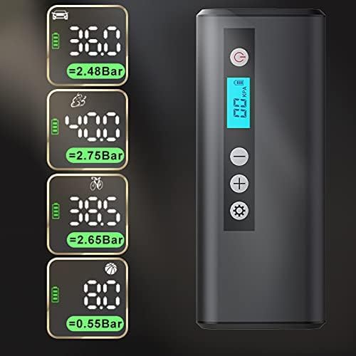 Image of Mini Portable Electric Air Pump, 4000mAH Tire Inflator 150PSI Air Compressor Rechargeable with Emergency LED Light for Car, Bike, Balloons and Other Inflatables