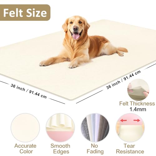 Image of XSEINO Ivory Large Felt Fabric 36 inch X 36 inch(1 Square Yard), 1.4 mm Thick Soft Felt Fabric Sheet for Crafts, White Series Colors Soft Nonwoven Fabric, Fit for Decoration, Sewing, DIY Crafts