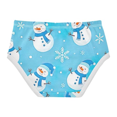 Snowmen Blue Panties for Girls, Toddler Briefs, Cotton Girls Underwear, 2–8 Years2